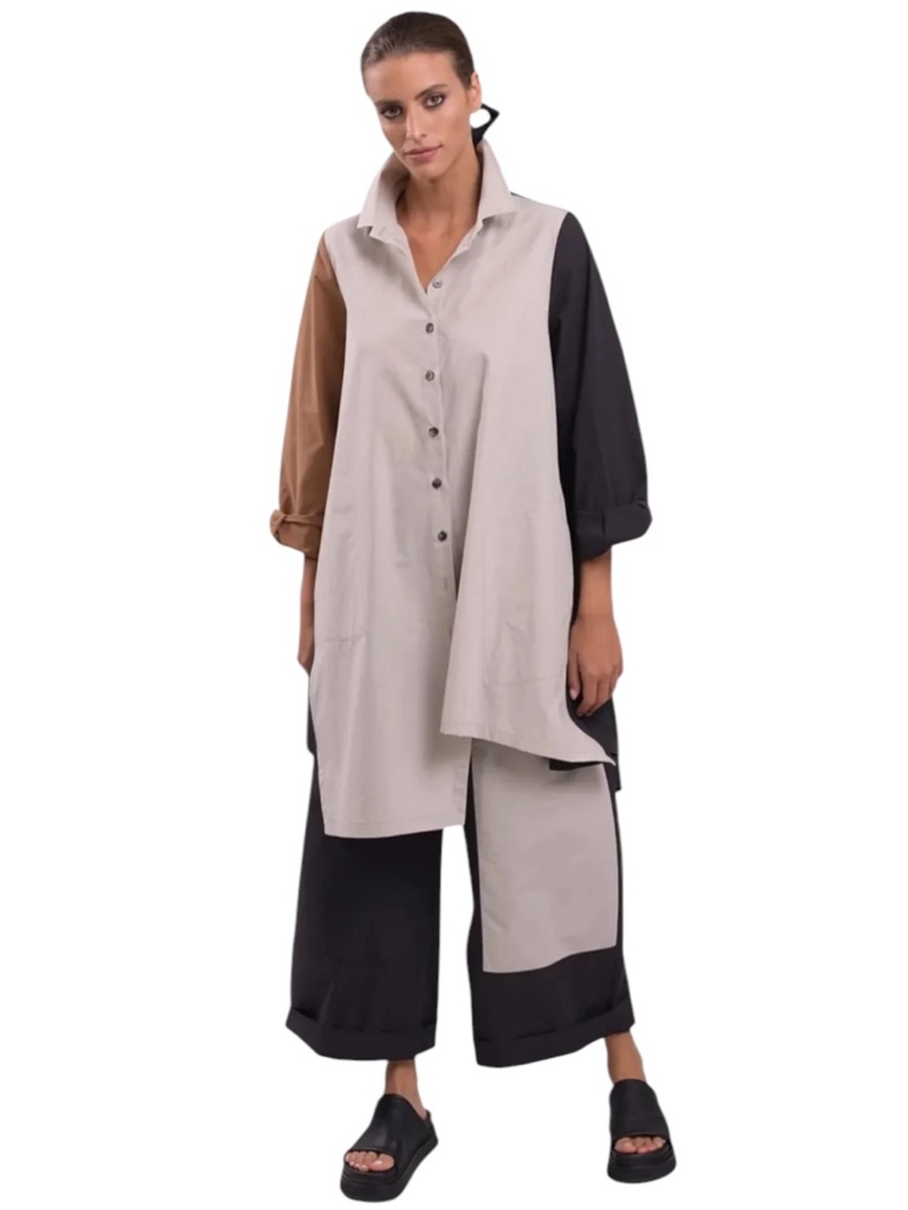 Alembika Urban Zen Colorblock Crop Pants Black Stone NWT Size 3 | US 10-12 FLAW - Picture 12 of 12